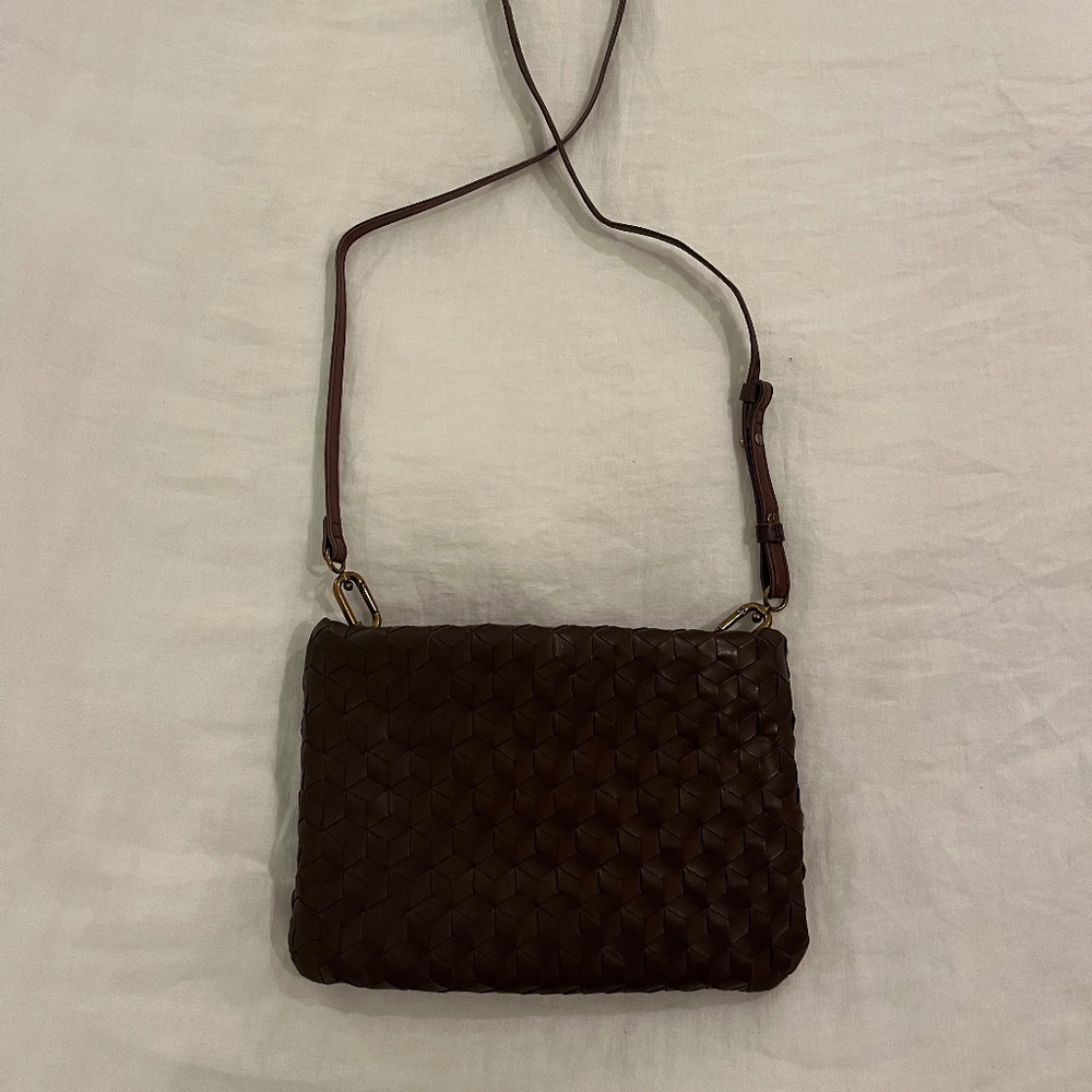 Madewell Brown Geometric Woven Leather Crossbody Bag
